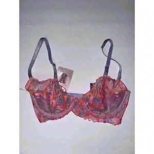 NWT Savage X Fenty Lavender Stars Lace Sheer Underwire Bra Size 32DD
